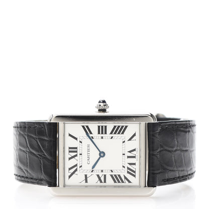 Cartier Stainless Steel Alligator 27mm Tank Solo Quartz Watch 2 of 9