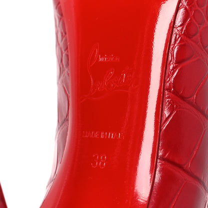 Christian Louboutin Calfskin Crocodile Embossed Kate 100 Pumps 38 Red 8 of 10