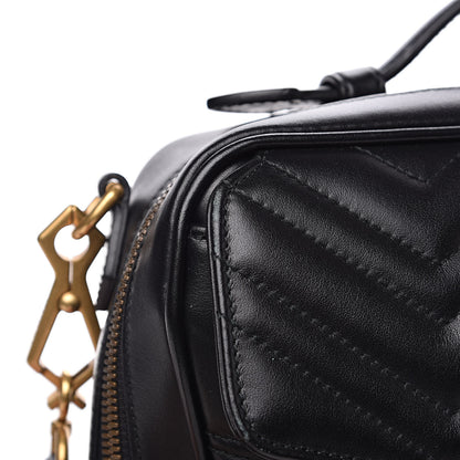 Gucci Calfskin Matelasse Sylvie Web Small GG Marmont Top Handle Shoulder Bag Black 11 of 13