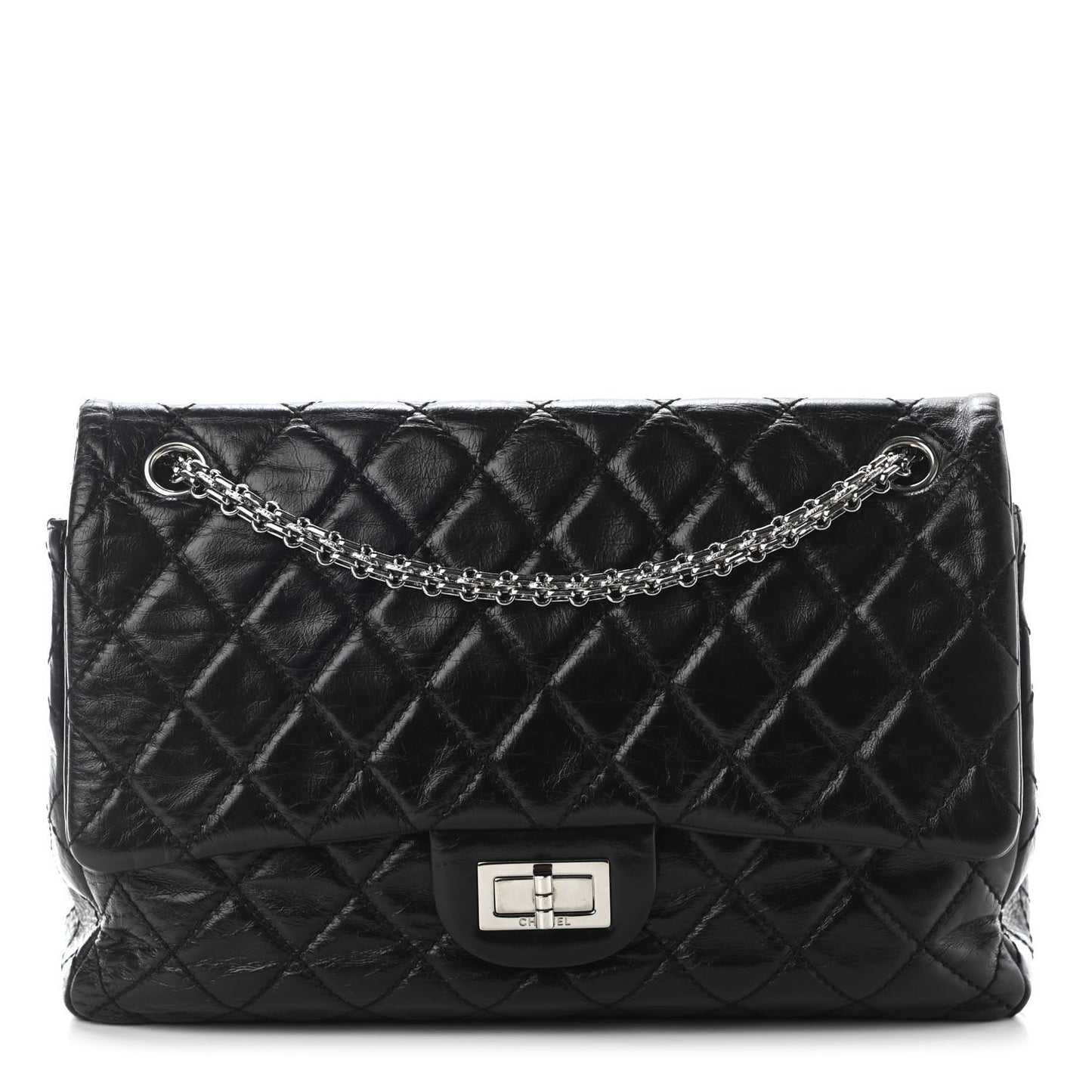 Glazed Calfskin Quilted Surpique 2.55 Reissue Flap Black