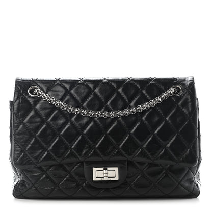 Chanel Glazed Calfskin Quilted Surpique 2.55 Reissue Flap Black 1 of 9