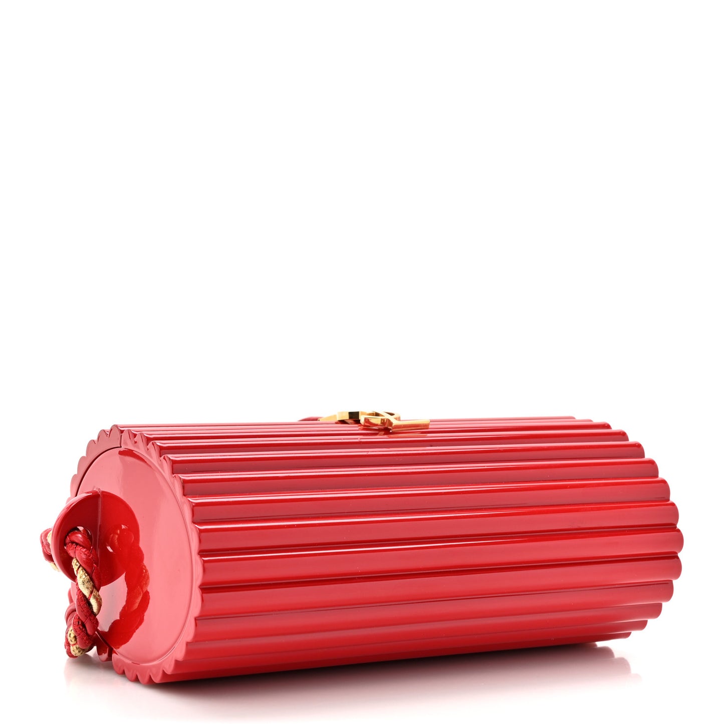 Ribbed Plexiglass Lambskin Fringe Monogram Opium Box Bag Red
