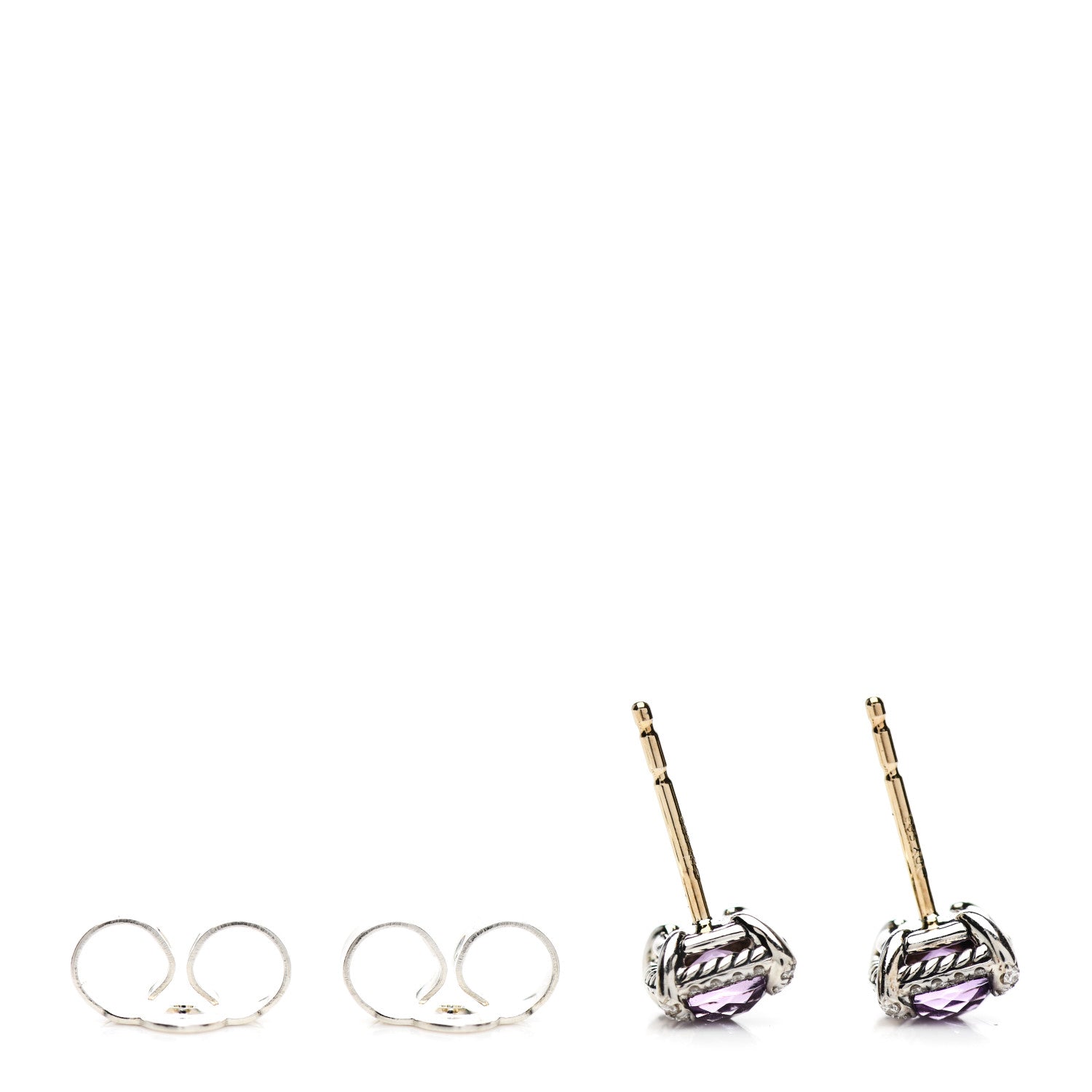 David Yurman Sterling Silver Diamond Amethyst Chatelaine Earrings 4 of 6