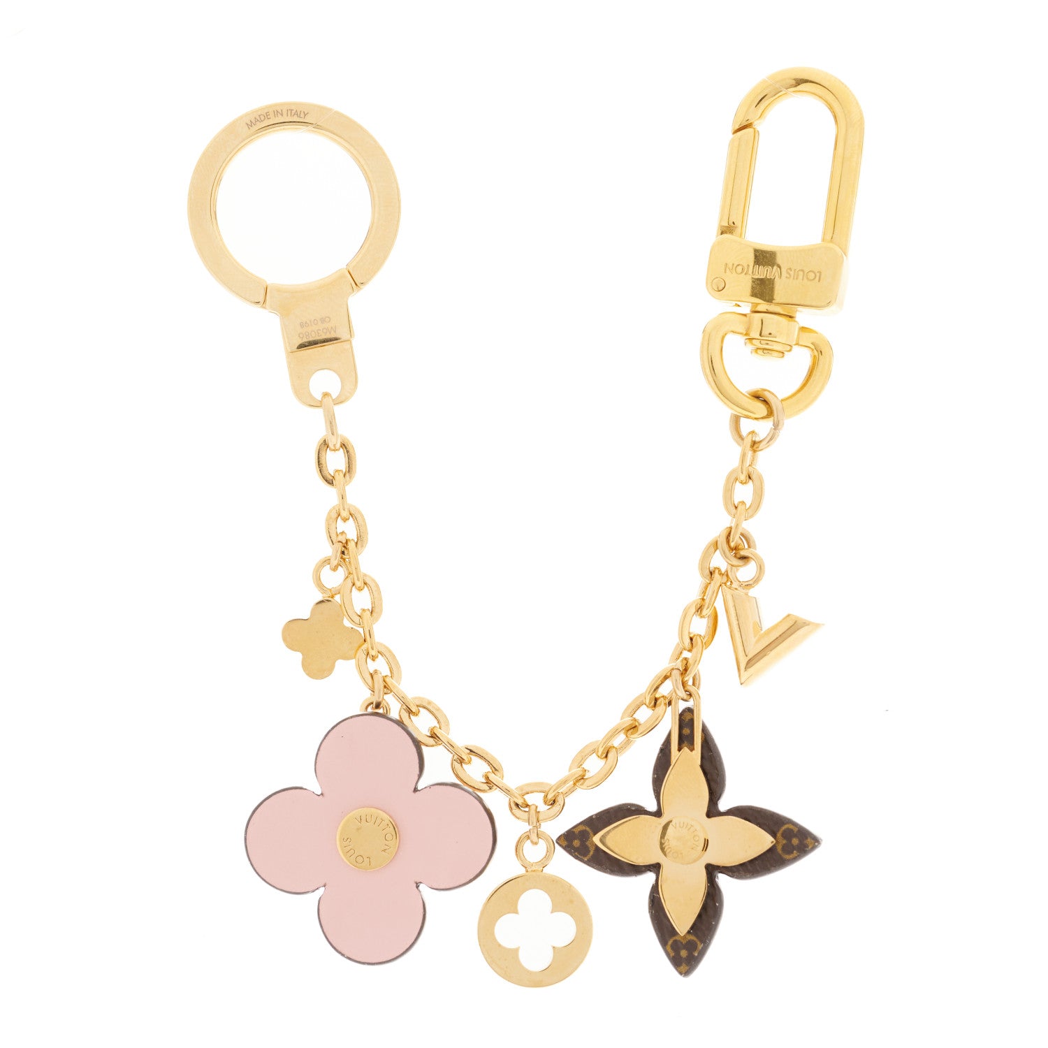 Louis Vuitton Brass Monogram Blooming Flowers Bag Charm Key Holder Rose Ballerine 3 of 4