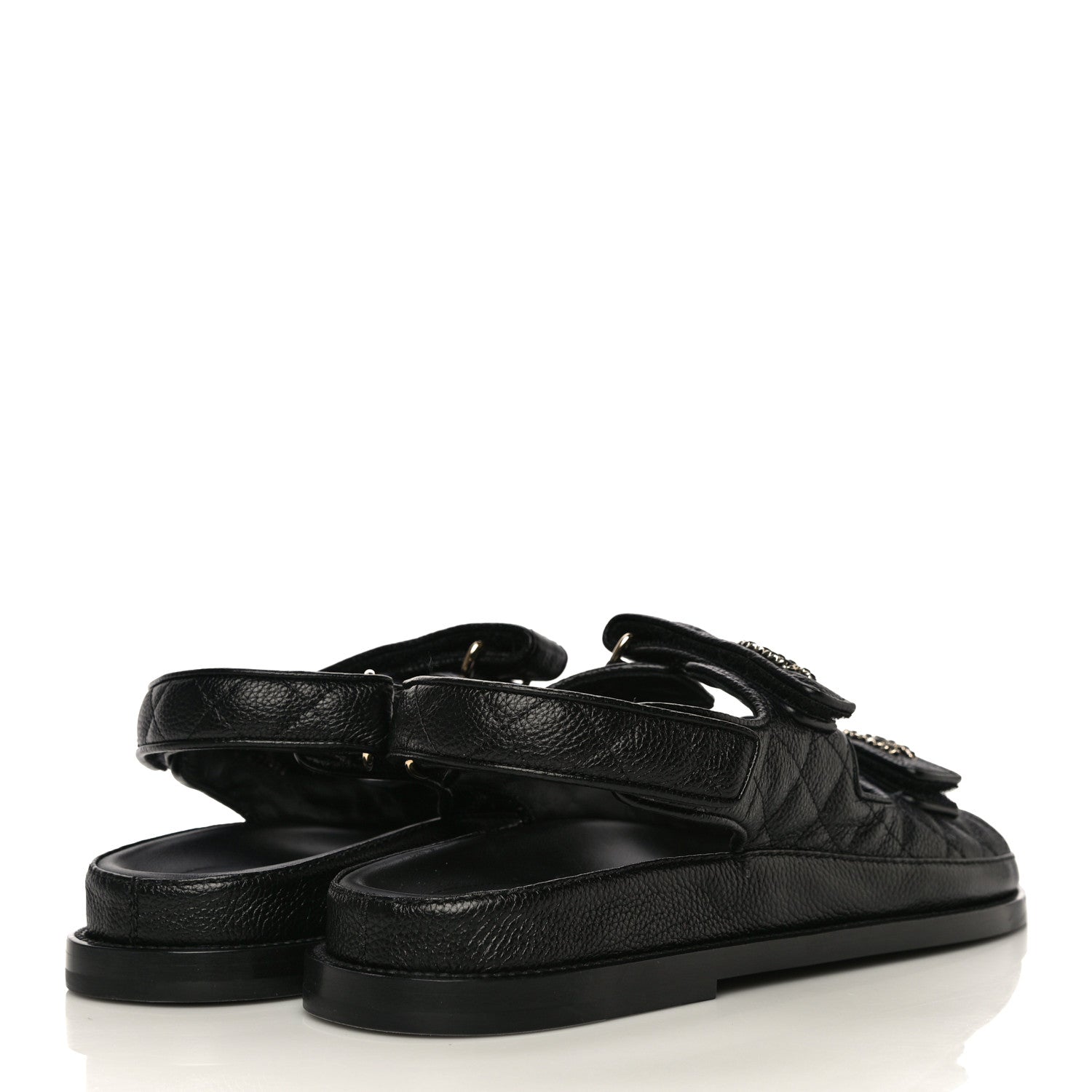 Chanel Grained Calfskin Velcro Dad Sandals 40 Black 4 of 13