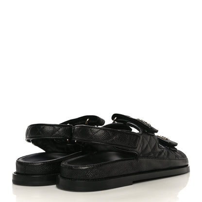 Chanel Grained Calfskin Velcro Dad Sandals 40 Black 4 of 13