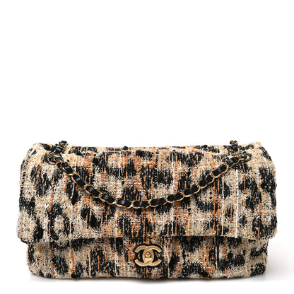 Chanel Tweed Mixed Fibers Leopard Print Small Souplissimo Maxi Flap Brown Black White 1 of 11