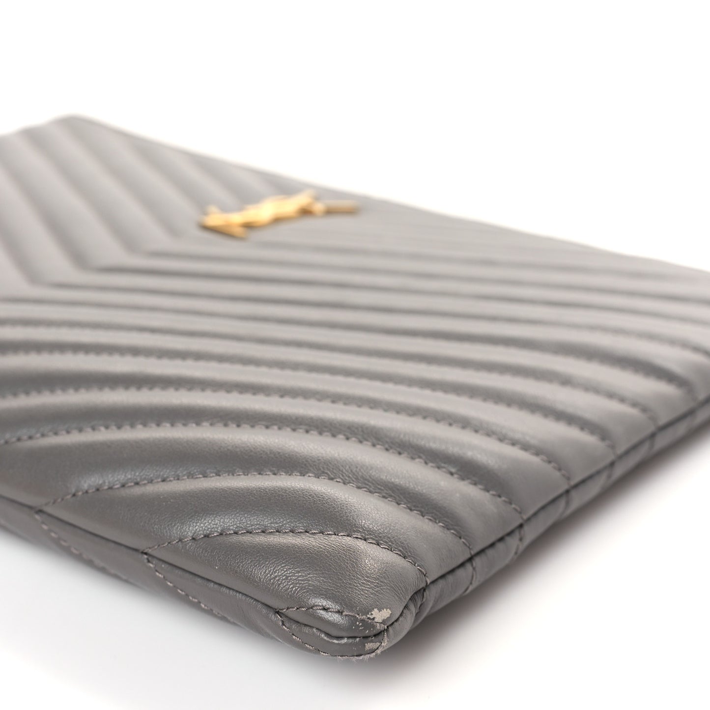 Calfskin Matelasse Monogram Cassandre Tablet Pouch Fog