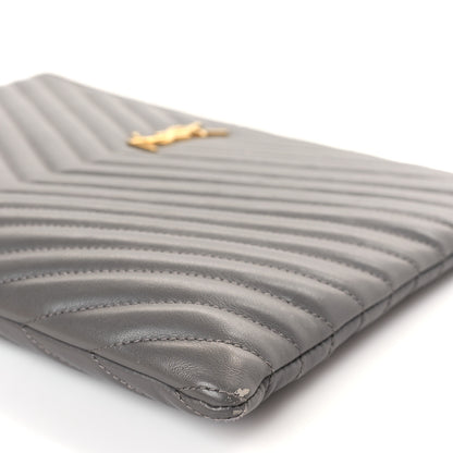 Saint Laurent Calfskin Matelasse Monogram Cassandre Tablet Pouch Fog 8 of 10