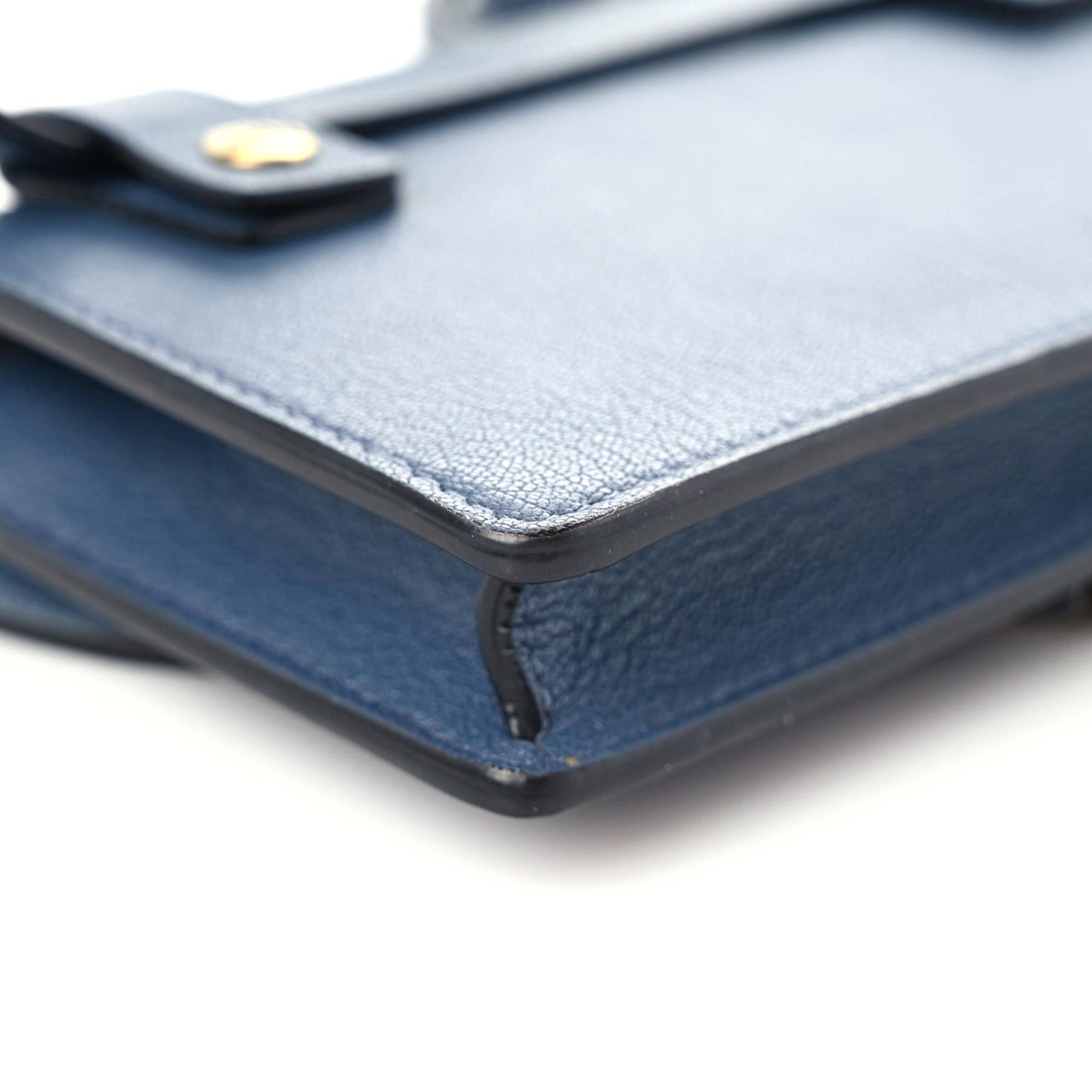 Goatskin Saddle Belt Clutch Denim Blue