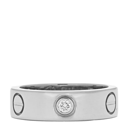 Cartier 18K White Gold 3 Diamond 5.5mm LOVE Ring 52 6 1 of 4