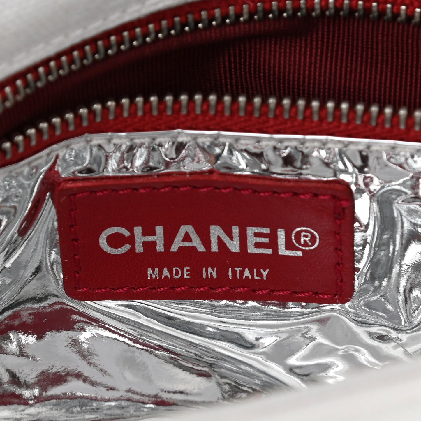 Metallic Lambskin Canvas CC N°5 Flap White