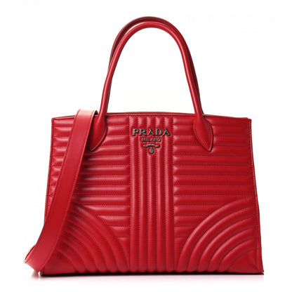 Prada Soft Calfskin Impunture Diagramme Tote Rosso 1 of 4