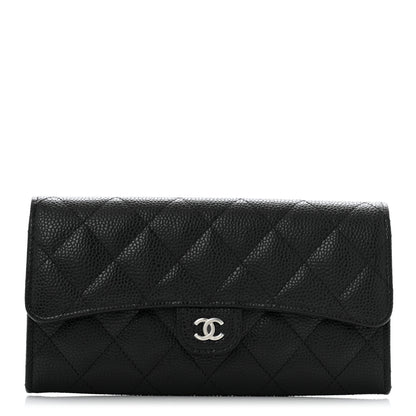 Chanel Caviar Quilted Large Gusset Flap Wallet Black 1 of 10