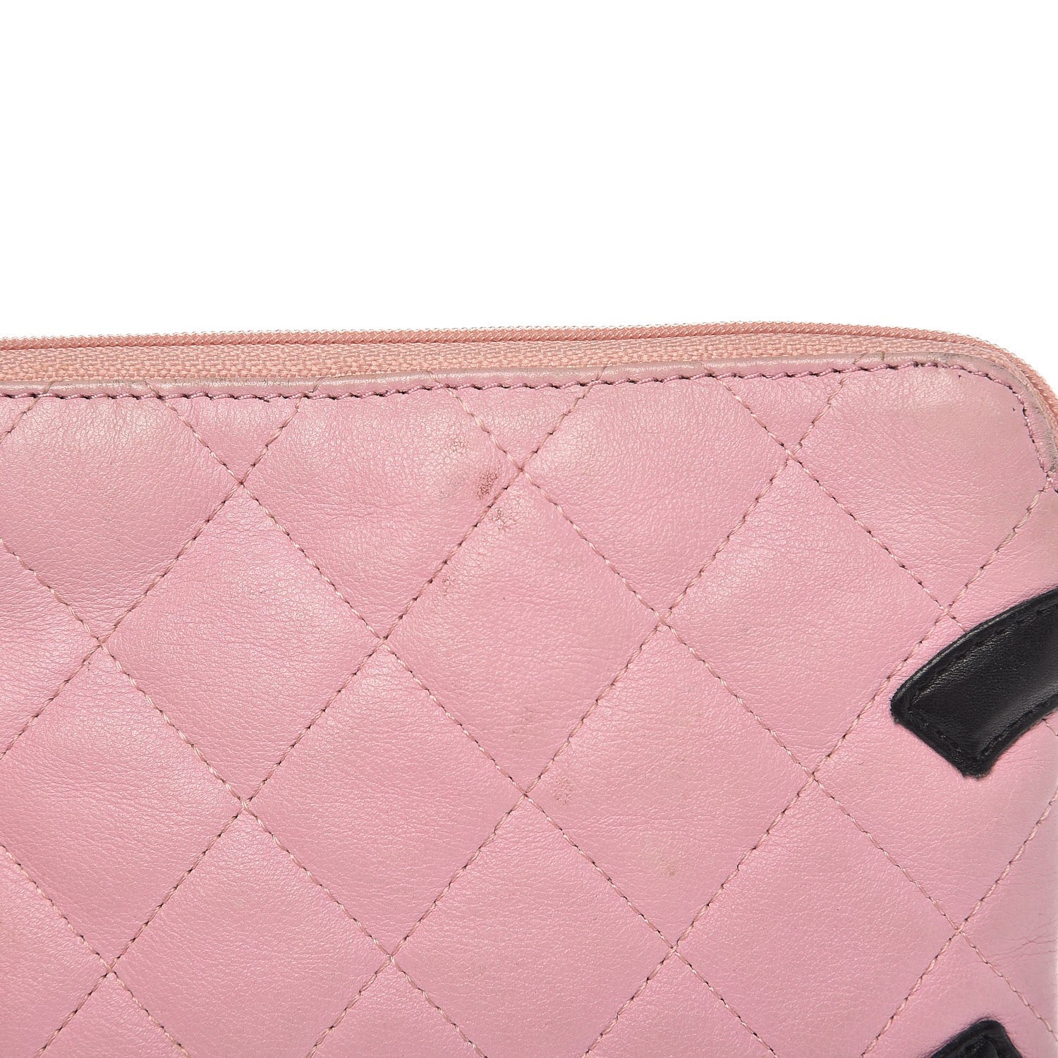 Chanel Calfskin Quilted Cambon Cosmetic Pouch Pink Black 10 of 12