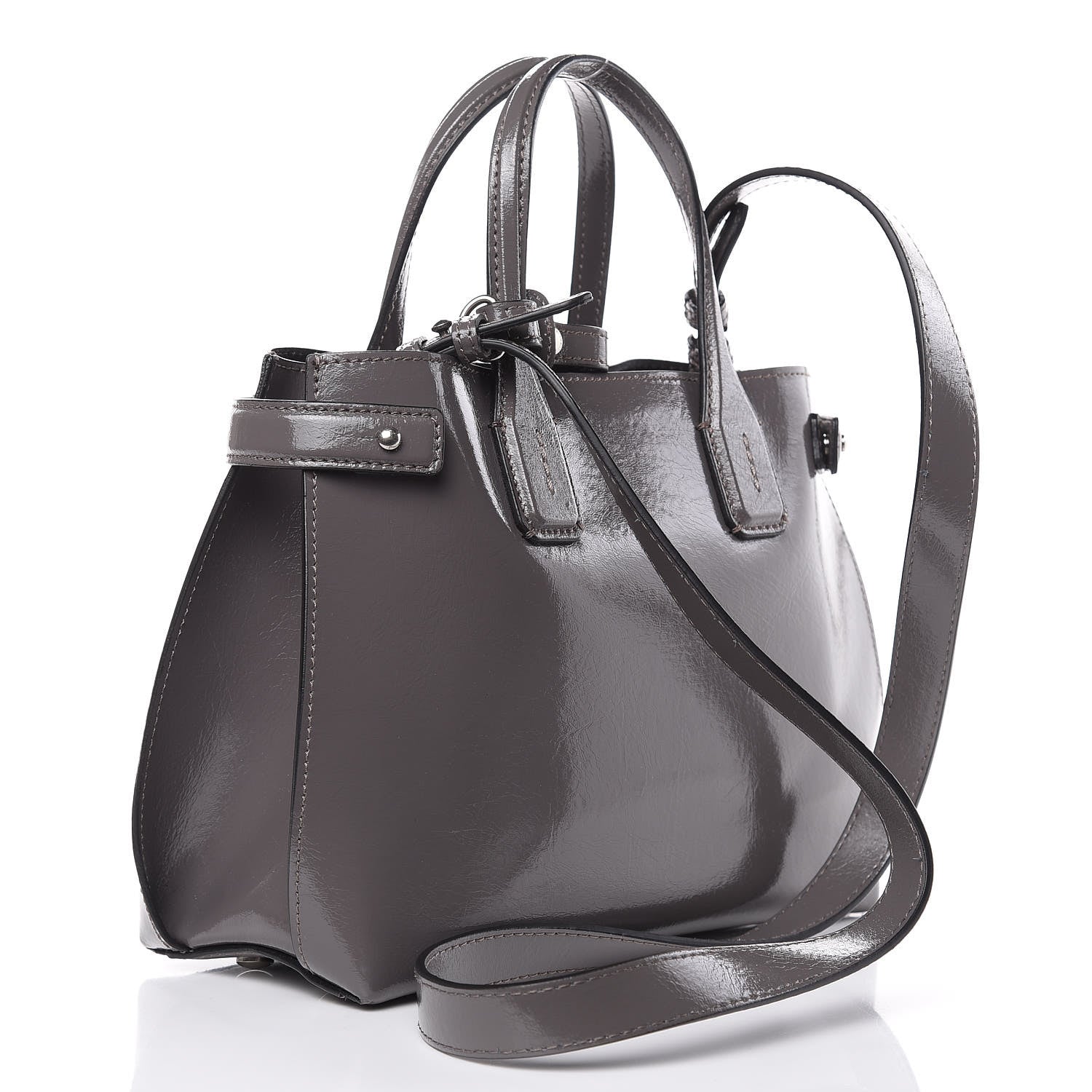 Burberry Soft Calfskin Small Banner Tote Sepia Grey 3 of 9
