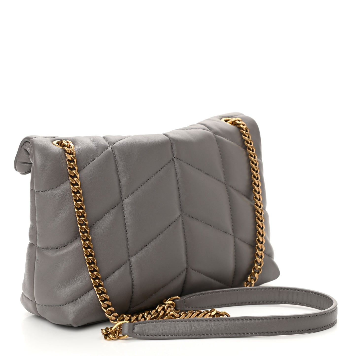 Lambskin Quilted Toy Loulou Puffer Monogram Chain Satchel Fog