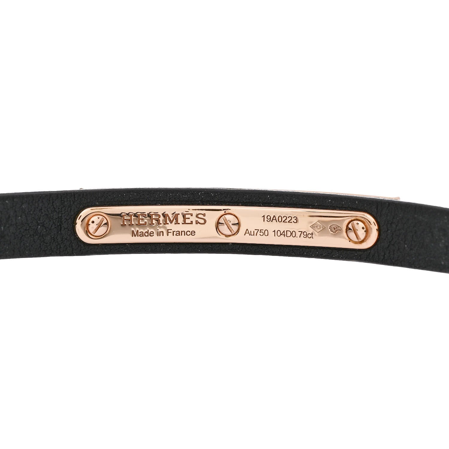 Hermes 18K Rose Gold Swift Diamond Kelly Pave Bracelet Black 3 of 3