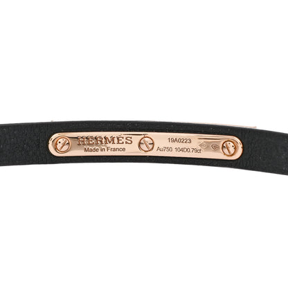 Hermes 18K Rose Gold Swift Diamond Kelly Pave Bracelet Black 3 of 3