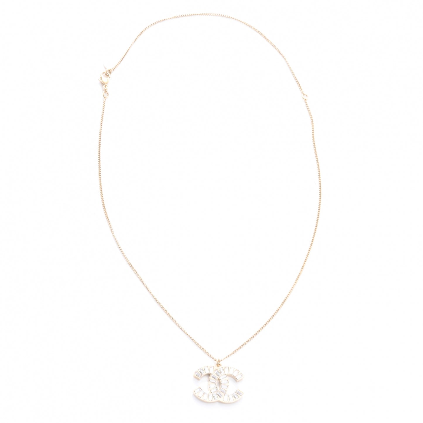 Crystal Baguette CC Necklace Gold