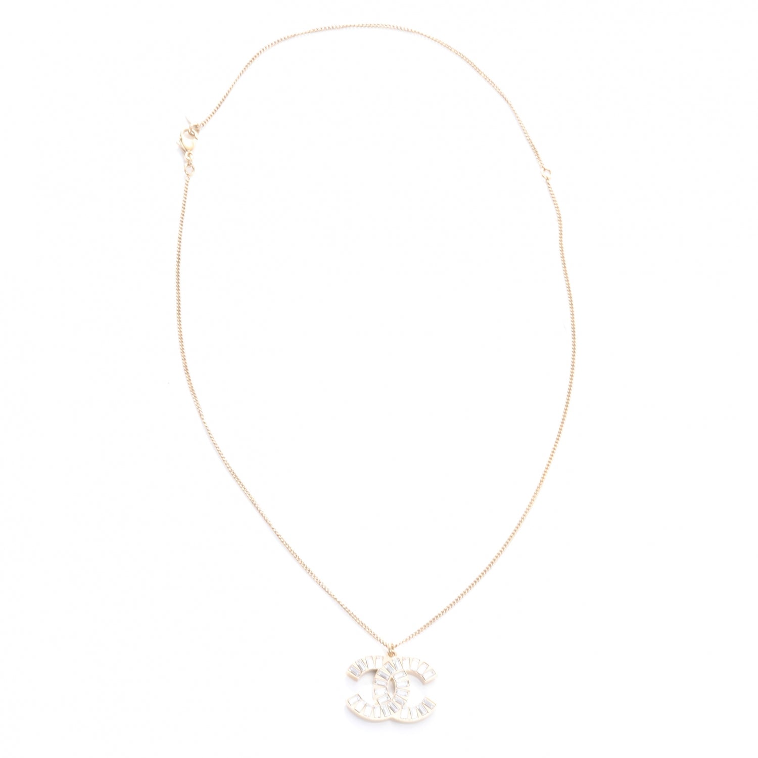 Chanel Crystal Baguette CC Necklace Gold 3 of 5