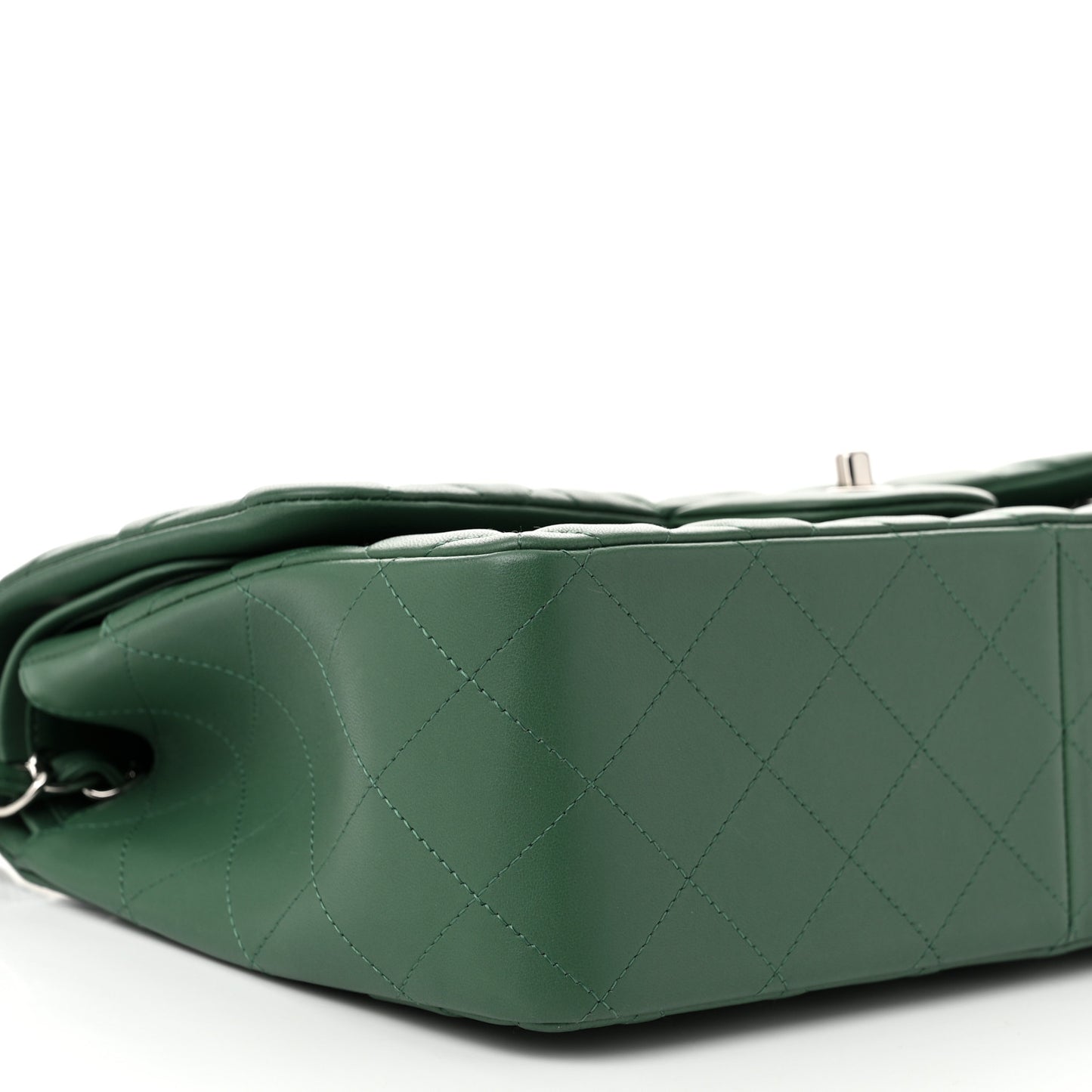 Lambskin Quilted Jumbo Double Flap Green