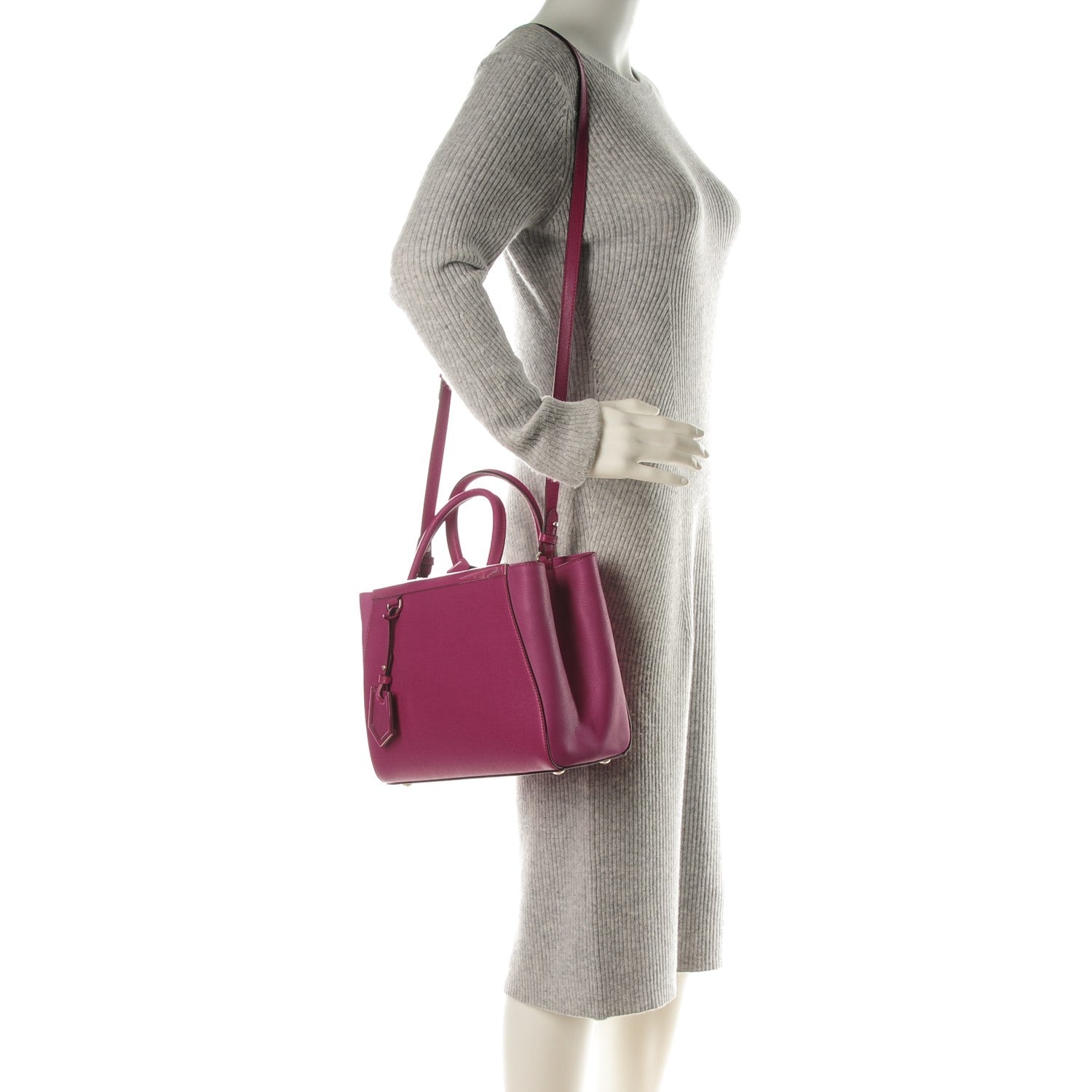 Fendi Vitello Elite Petite 2Jours Tote Magenta 2 of 7