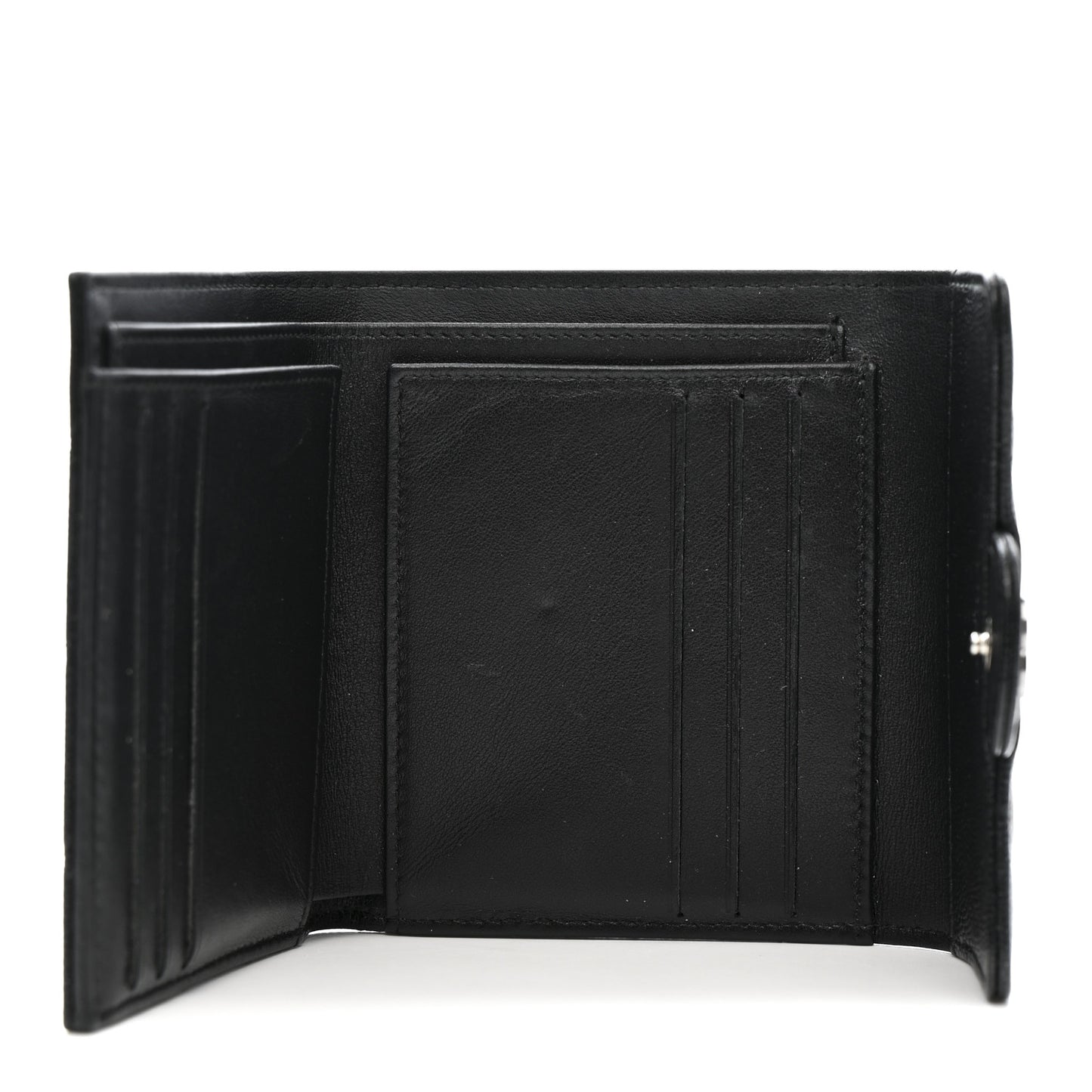 Iridescent Caviar Quilted Compact Flap Wallet Black