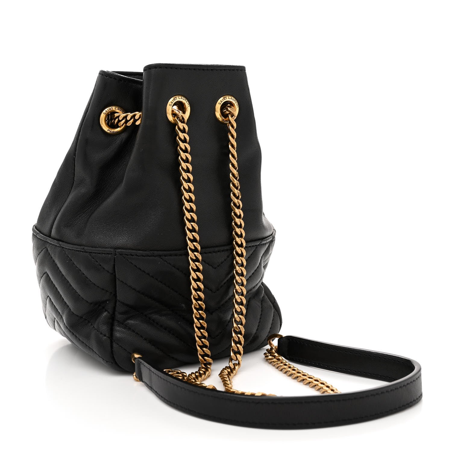 Saint Laurent Lambskin Matelasse Monogram Joe Nano Bucket Bag Black 3 of 10