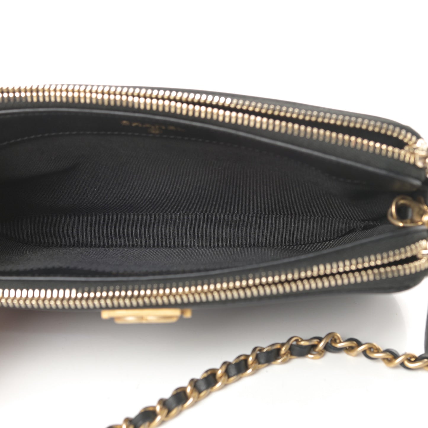Lambskin Quilted Small Boy Clutch With Chain Black
