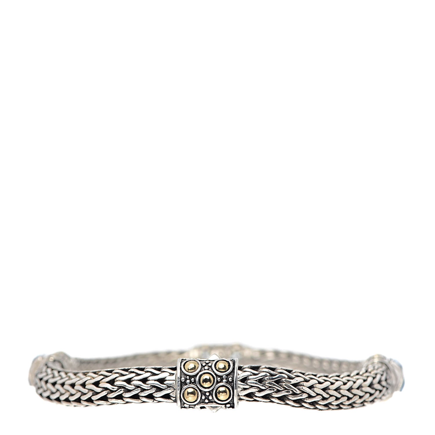 John Hardy Sterling Silver 18K Yellow Gold Blue Topaz Classic Four Station Bracelet M 3 of 4