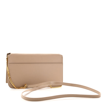 Saint Laurent Smooth Calfskin Monogram Phone Holder Crossbody Dark Beige 3 of 11
