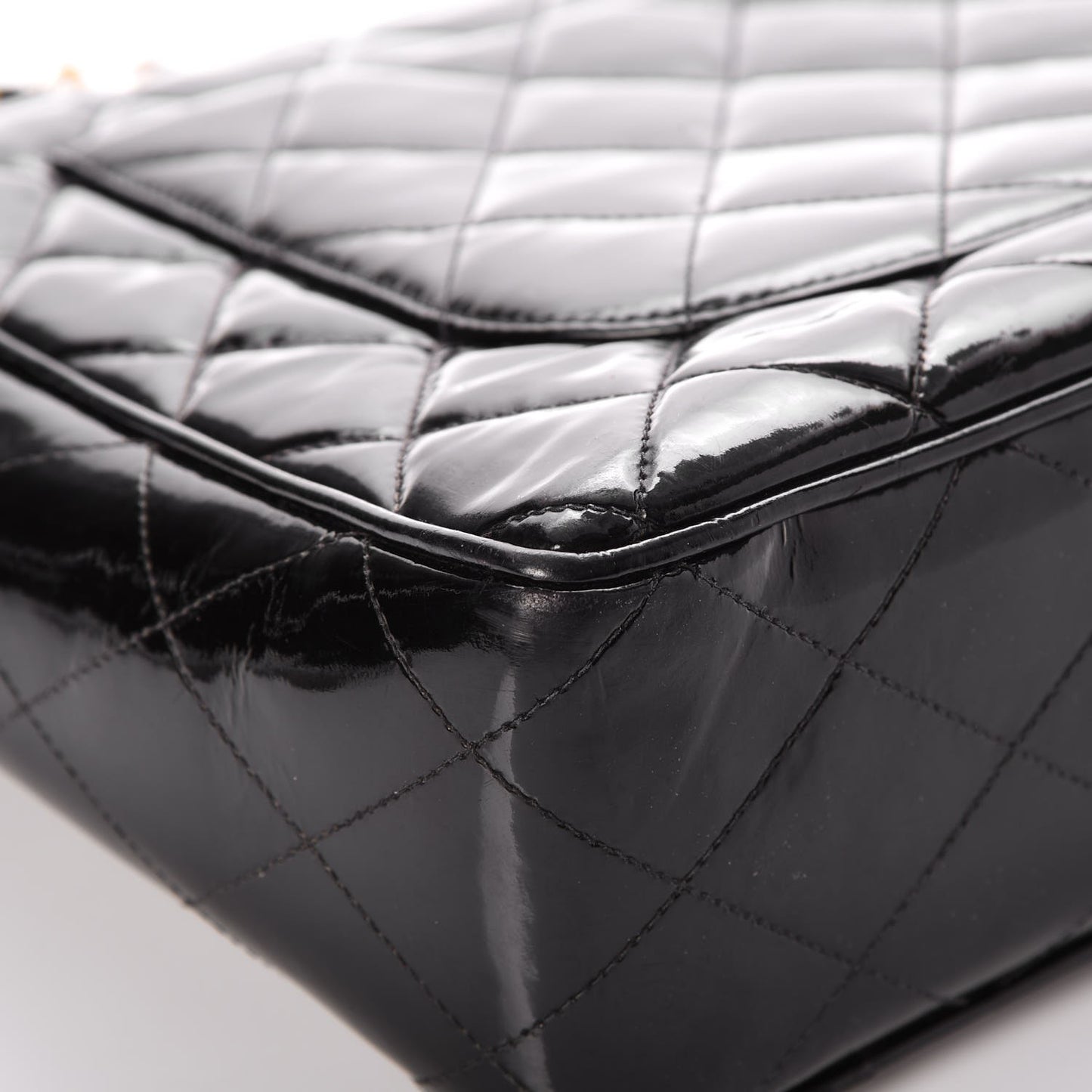 Patent Quilted XL Flap Bag Black