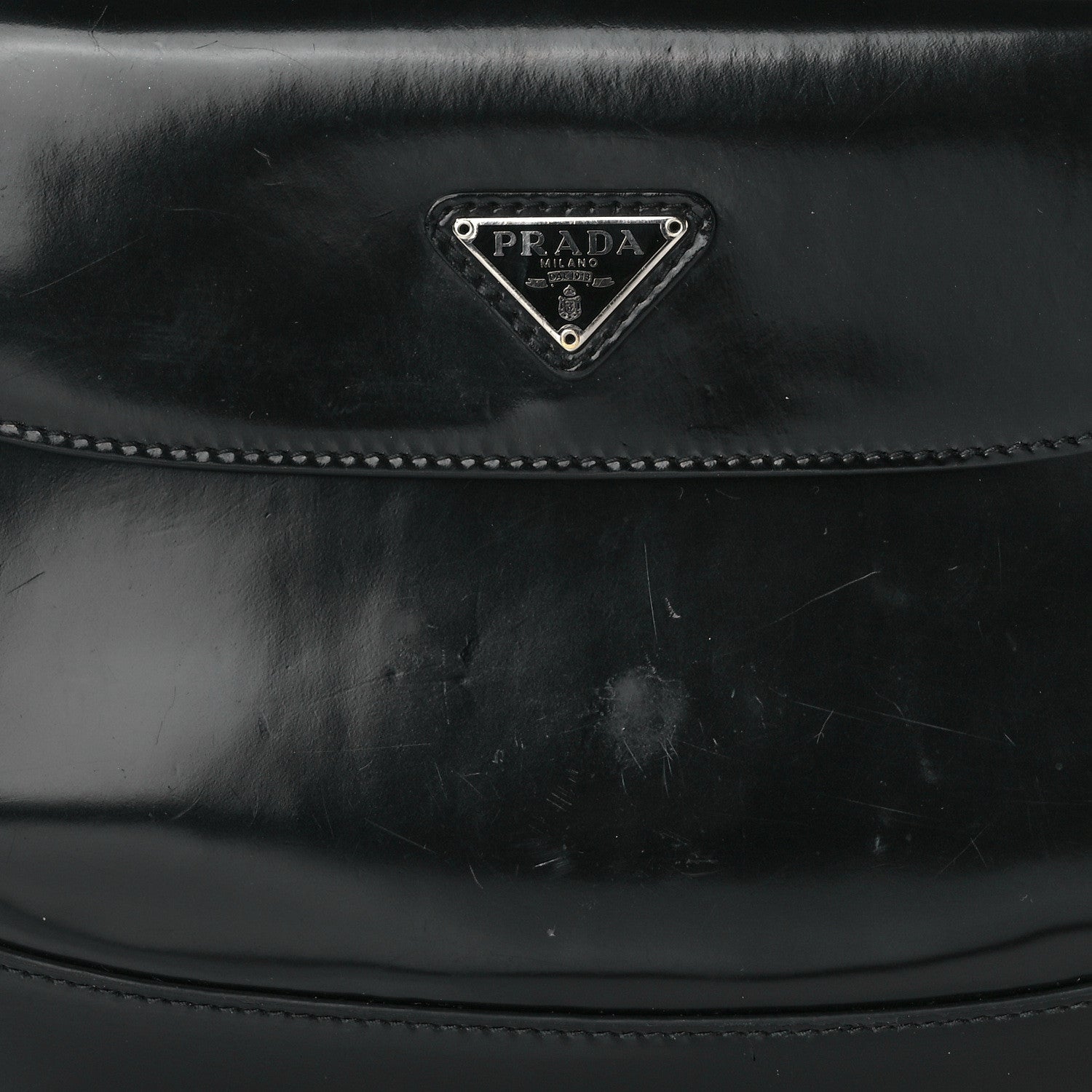 Prada Spazzolato Cleo Flap Shoulder Bag Black 6 of 13