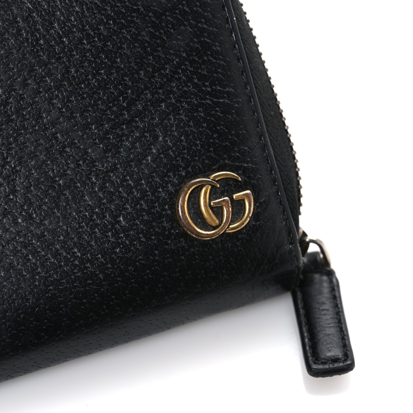 Dollar Calfskin Boar Effect GG Marmont Zip Around Wallet Black