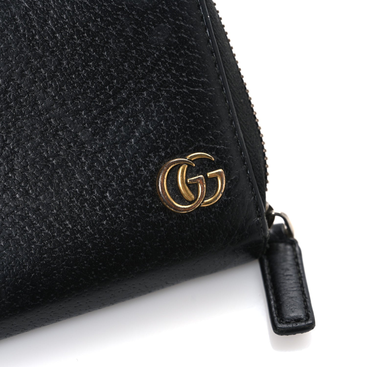 Gucci Dollar Calfskin Boar Effect GG Marmont Zip Around Wallet Black 7 of 8