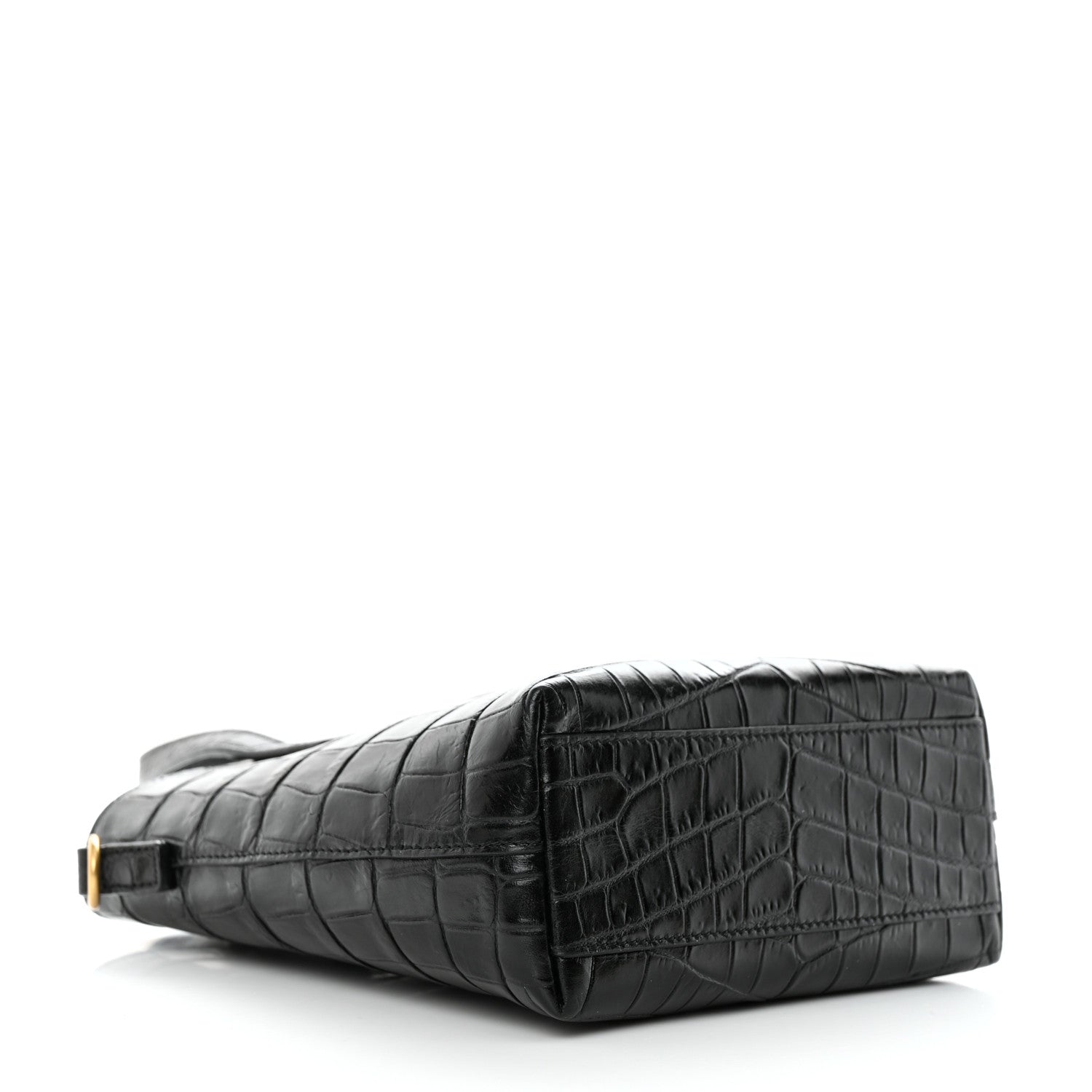 Saint Laurent Calfskin Crocodile Embossed Paris Mini Toy Shopper Tote Black 4 of 11
