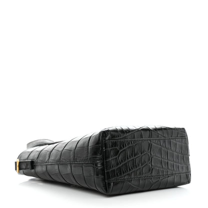 Saint Laurent Calfskin Crocodile Embossed Paris Mini Toy Shopper Tote Black 4 of 11