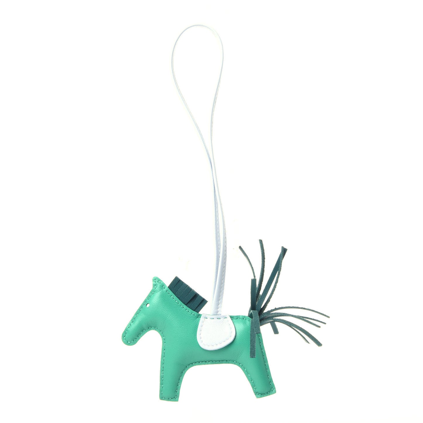 Milo Lambskin Grigri Rodeo Horse Bag Charm PM Menthe Malachite Brume