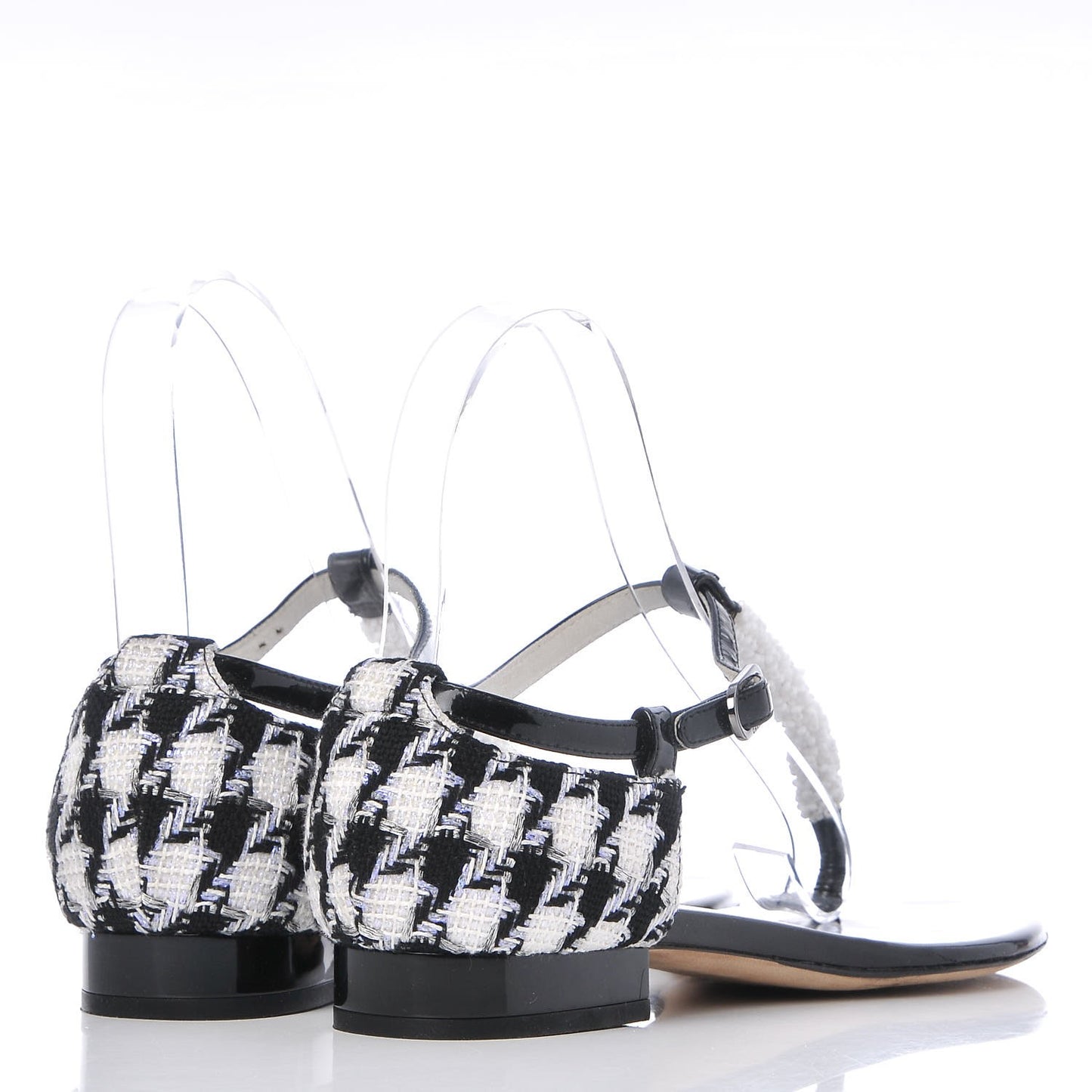 Patent Tweed CC Sandals 35.5 Black