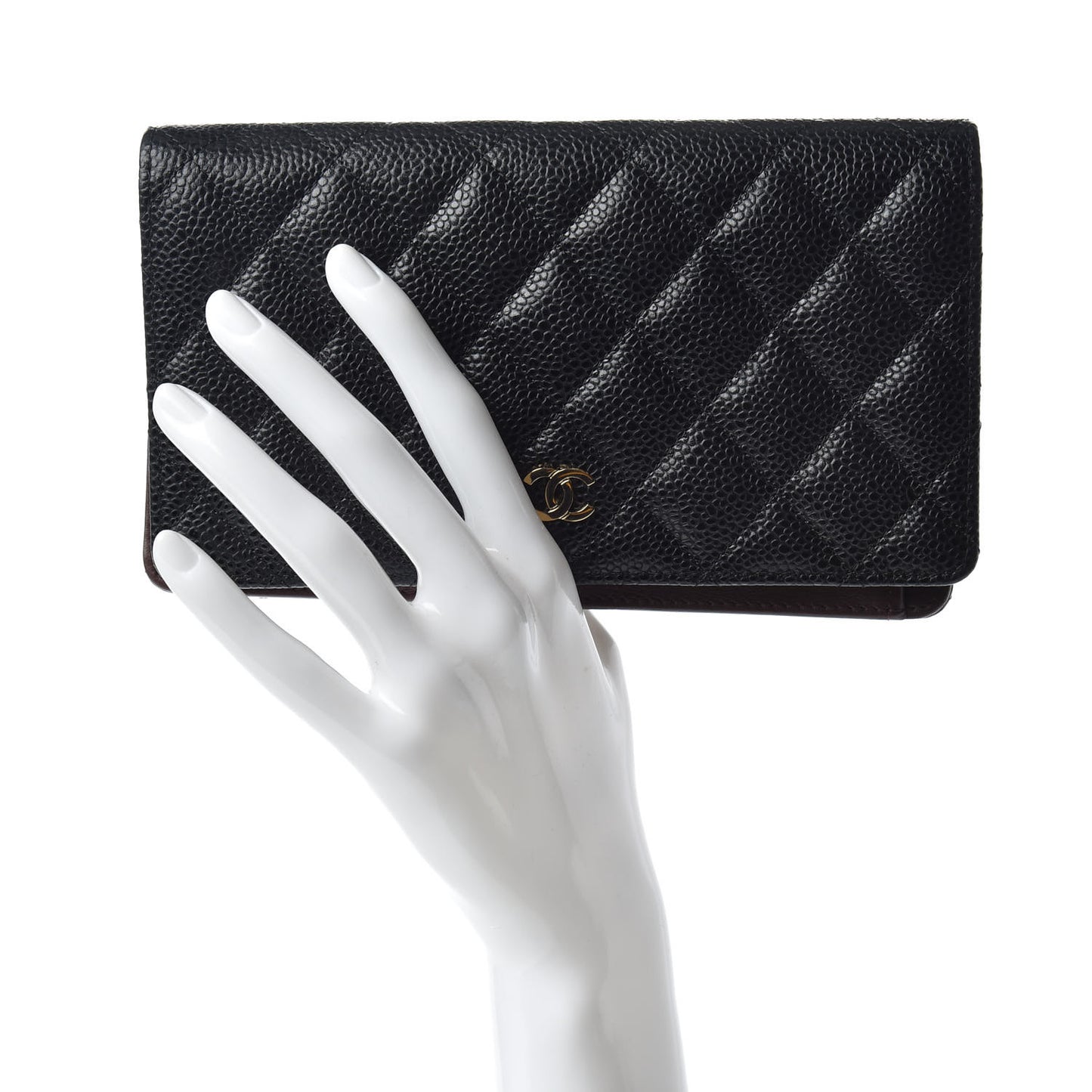 Caviar Quilted Yen Wallet Black