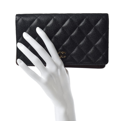 Chanel Caviar Quilted Yen Wallet Black 2 of 9