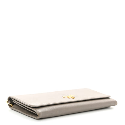 Prada Saffiano Metal Oro Chain Wallet Argilla 4 of 11
