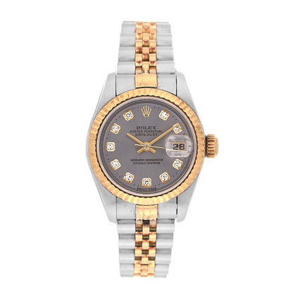 Rolex Stainless Steel 18K Yellow Gold Diamond 26mm Oyster Perpetual Datejust Watch Silver 79173 1 of 4