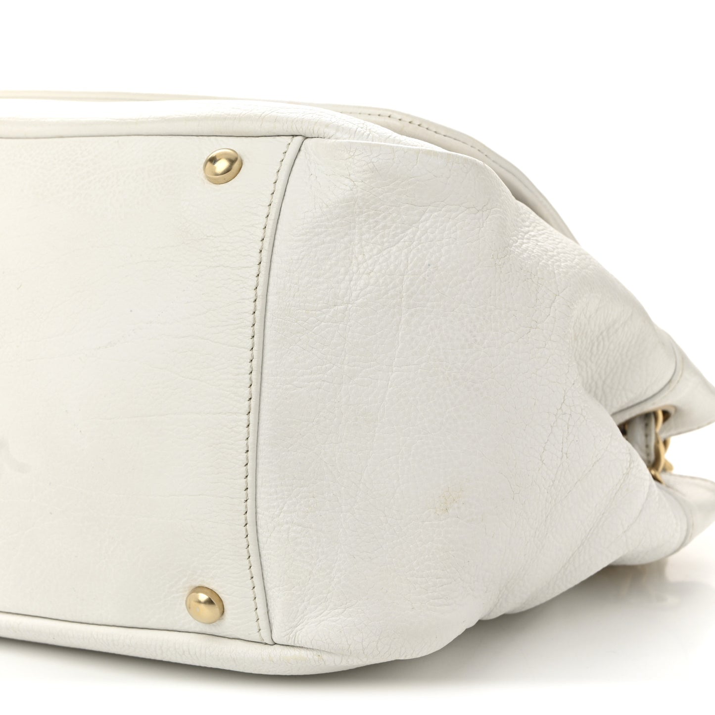 Grained Calfskin Metal Mosaic Flap White