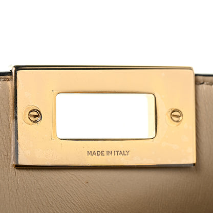 Fendi Vitello Seta Glazed Fabric FF 1974 Medium Peekaboo X-Lite Black Mogano Panna 6 of 13