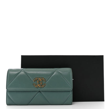 Chanel Lambskin Quilted Chanel 19 Flap Wallet Green 12 of 12