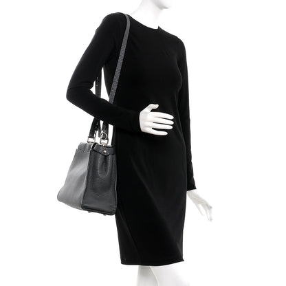 Fendi Cuoio Romano Selleria Bi-Color Medium Peekaboo Iconic Satchel Asfalto Latte 2 of 11