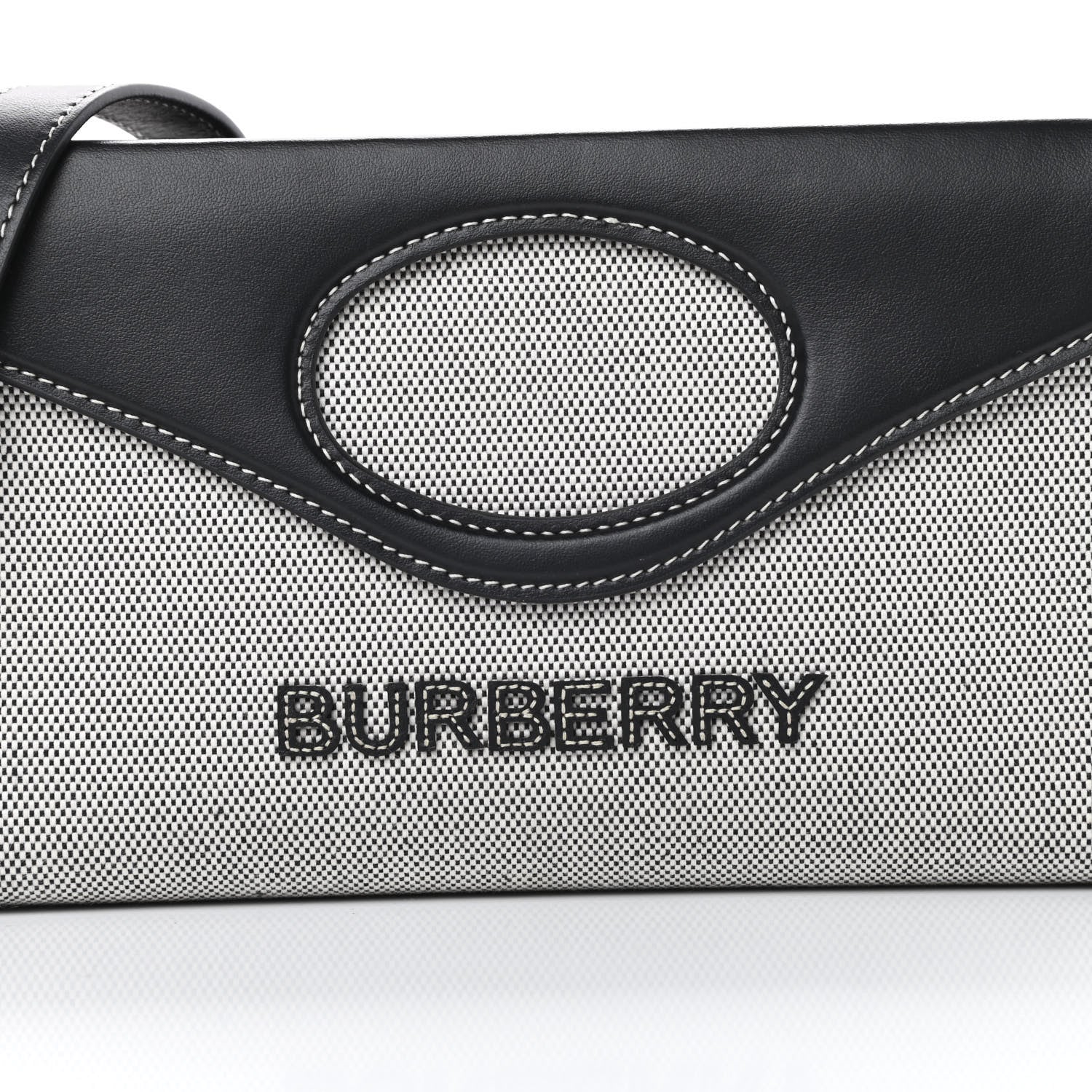 Burberry Canvas Calfskin Foldover Pocket Bag Black 9 of 15