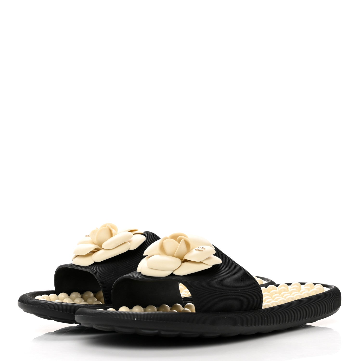 Chanel Thermoplastic PVC Camellia Mule Sandals 42 Black Ivory 3 of 6
